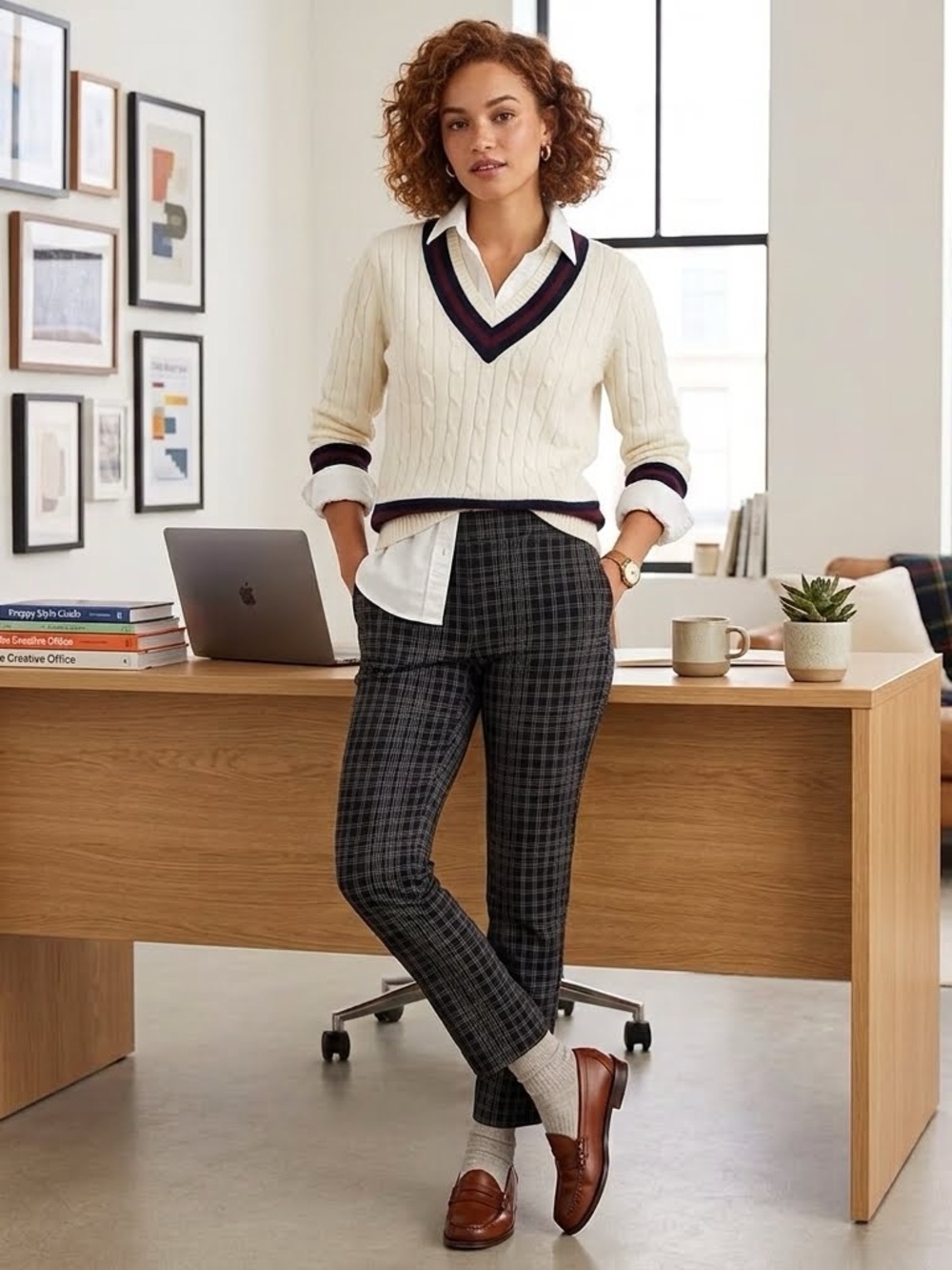 Theory Testra Plaid Knit Slim Ankle Dress Pants - Size 8